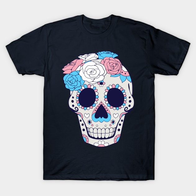 Trans Pride - Sugarskull Dia De Los Muertos T-Shirt by celestinaart